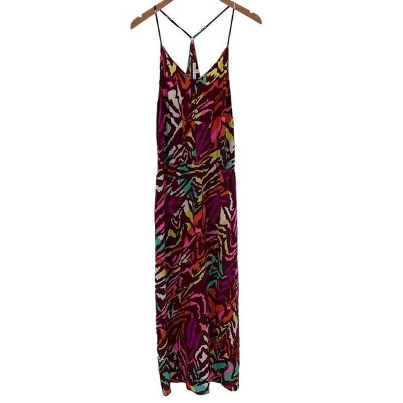 Amanda Uprichard 100% Silk Sleeveless Maxi Dress Animal Print Large Multi Color - Picture 1 of 8